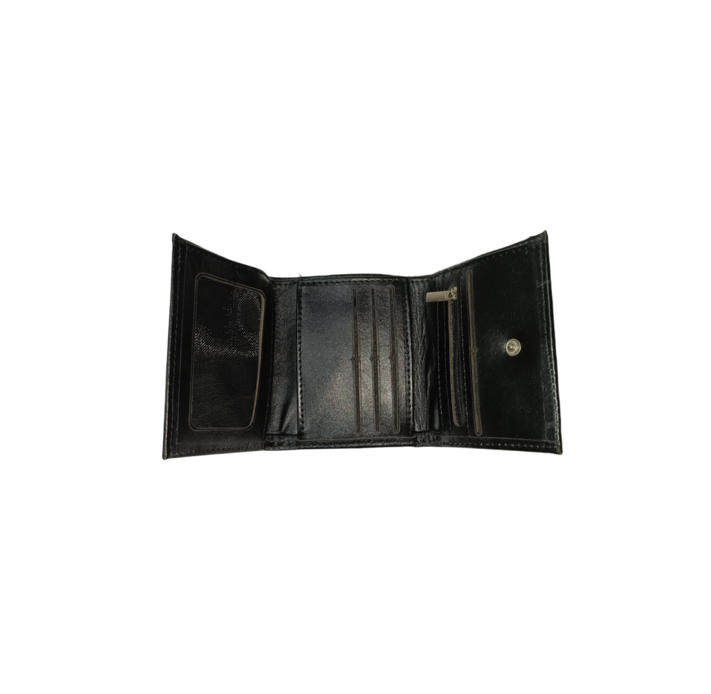 کیف پول کوچک چرم طبیعی مشکی - جعبه گردویی