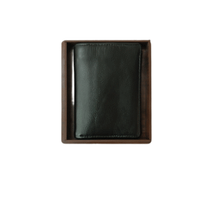 کیف پول سایز متوسط چرم طبیعی مشکی - جعبه گردویی